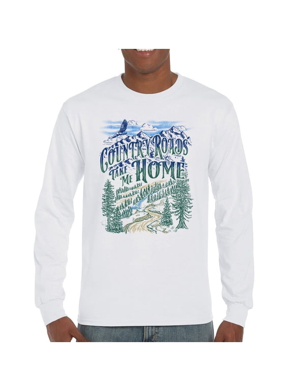Country Roads Take Me Home Long Sleeve T-shirt Rustic Mountains Road Trip Music