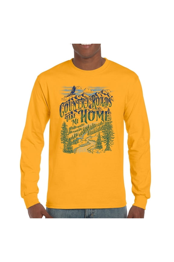 Country Roads Take Me Home Long Sleeve T-shirt Rustic Mountains Road Trip Music