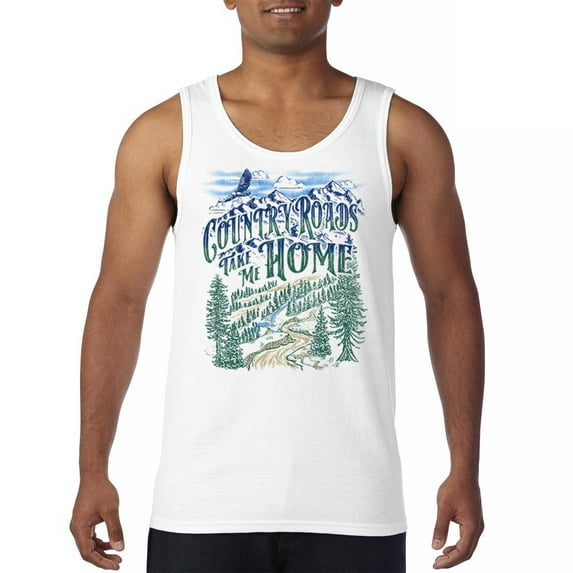 Country Roads Take Me Home Men's Tank Top Rustic Mountains Road Trip Music