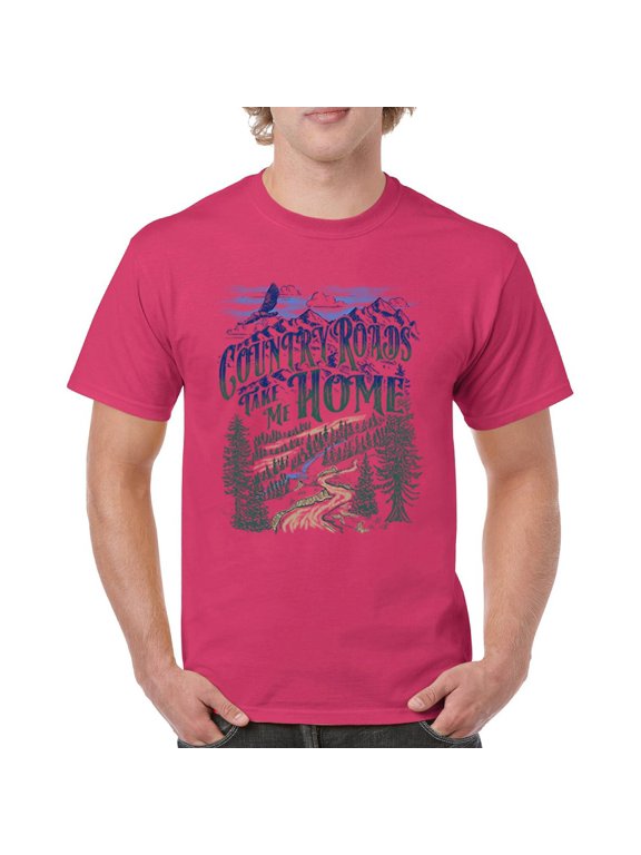Country Roads Take Me Home T-shirt Rustic Mountains Road Trip Music Men's Tee