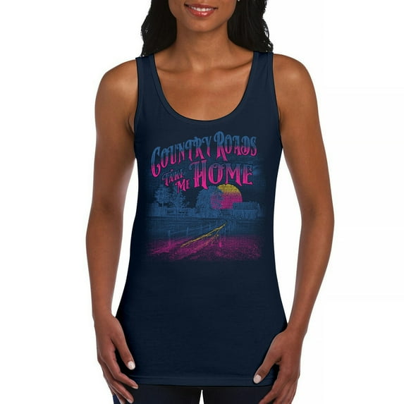 Country Roads Take Me Home Women's Tank Top Vintage American Farm Mountain Sunset Retro Country Music Fan Vibes