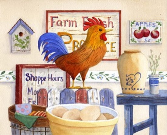 Country Rooster Canvas Art - Maureen Mccarthy (20 x 16)