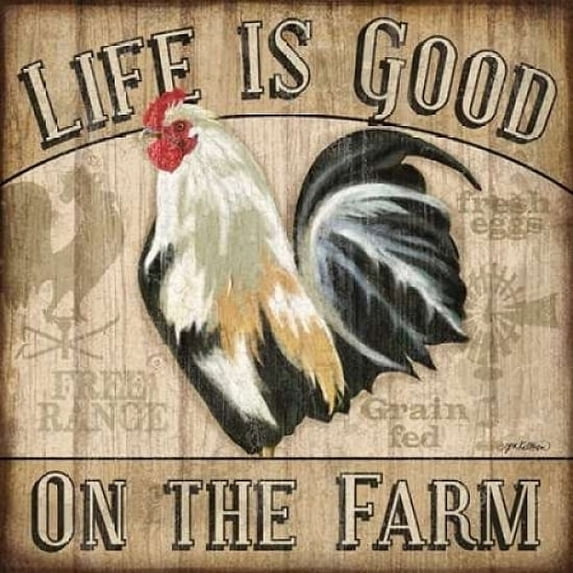 Country Rooster II Poster Print by Jen Killeen (12 x 12)