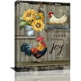 thumbnail image 1 of Country Rooster Wall Art Farm Chicken Hen Sunflower Canvas Prints Painting Farmhouse Rustic Animals Pictures Framed Artwork Home Decor for Kitchen Dining Living Room Bedroom Bathroom 12"x16", 1 of 6
