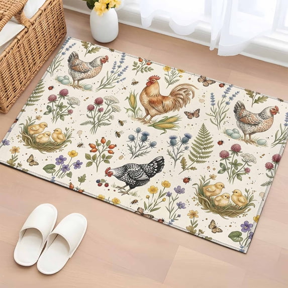 Country Roosters 2'x3' Rug for Entryway Front Door Kitchen Sink Area ...