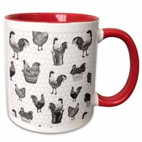 3drose, Country Roosters in Black N White, 11oz Two-tone Red Mug
