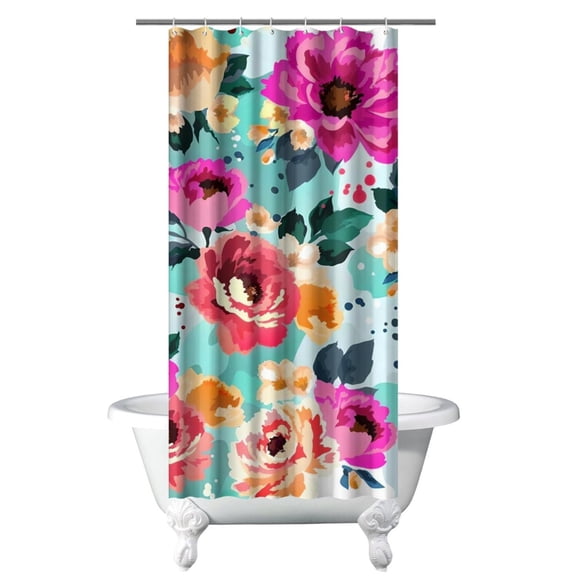 Country Rose and Bee Floral Shower Curtain 36x72, Rustic Vintage Wildflower Design for Bathroom