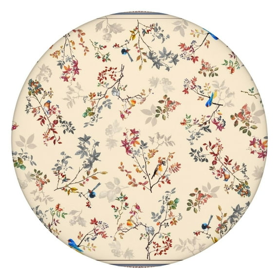 Country Rustic Floral Round Elastic Tablecloth Waterproof Fitted Cover with Farmhouse Floral Print
