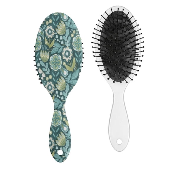 Country Rustic Hair Brush, Vintage Floral Detangler with Watercolor Blossom Design, Comfortable Grip Paddle Brush