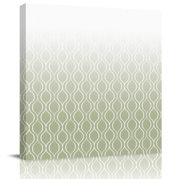 Country Sage Green Lattice Canvas Artwork Painting Art, Abstract Geometric Square Framed Wall Decorations Prints Picture for Bedroom Kitchen Living Room, 12x12 in
