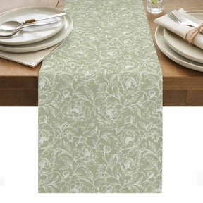 Country Sage Green Wildflowers Table Runner, Rustic Farmhouse Pastoral Floral Leaf Washable Kitchen Table Runners for Dining Table Decorations Party/Restaurant/Indoor Outdoor Use, 13x48in