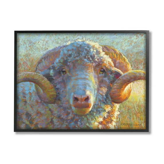Country Sheep Modern Portrait Animals & Insects Painting Black Framed Art Print Wall Art