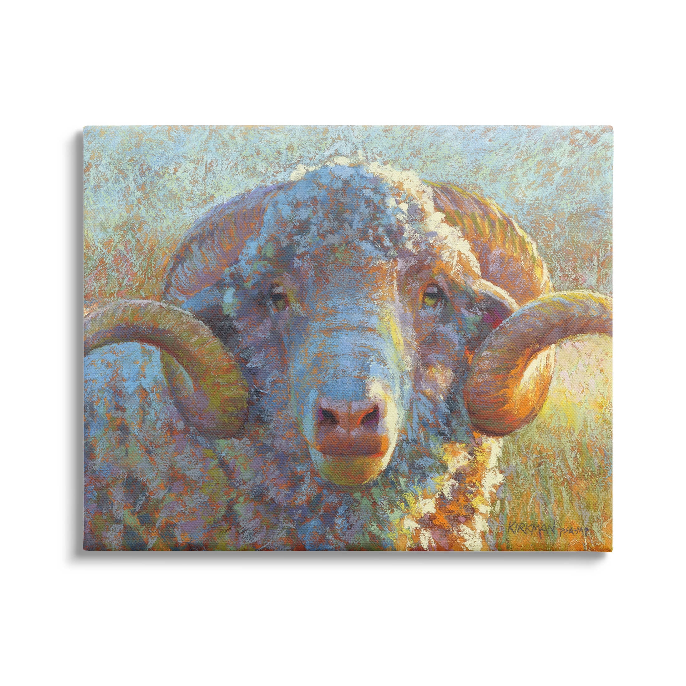 Country Sheep Modern Portrait Animals & Insects Painting Gallery Wrapped Canvas Print Wall Art