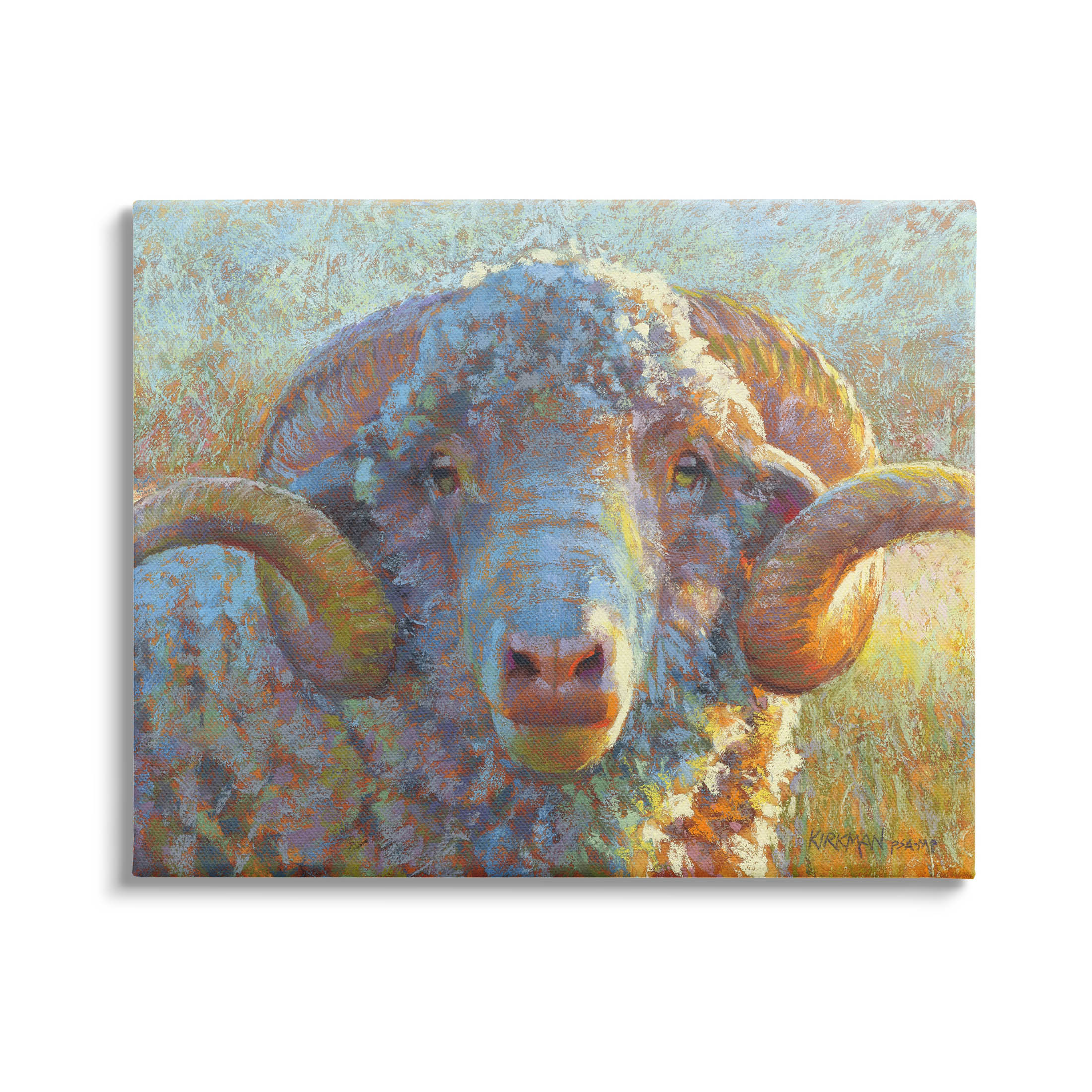 Country Sheep Modern Portrait Animals & Insects Painting Gallery Wrapped Canvas Print Wall Art