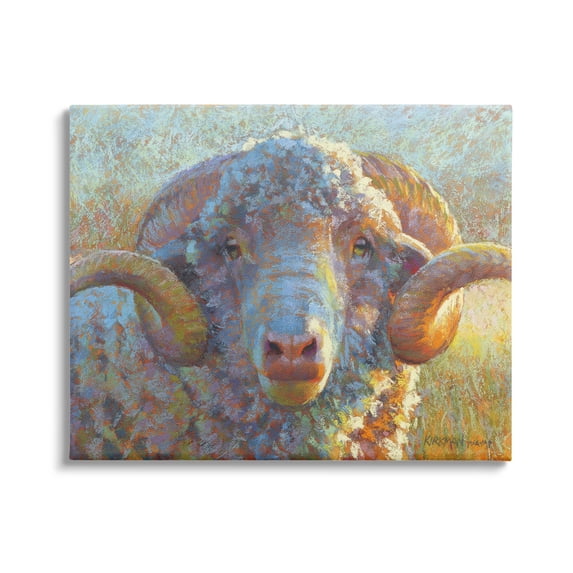 Country Sheep Modern Portrait Animals & Insects Painting Gallery Wrapped Canvas Print Wall Art