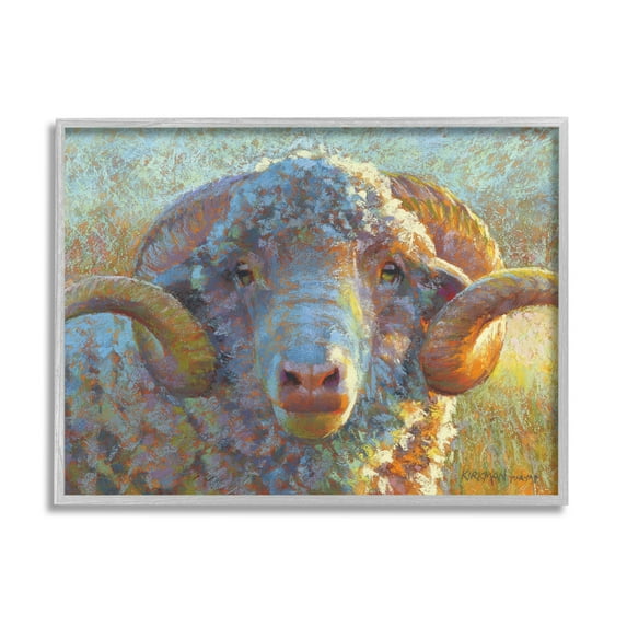 Country Sheep Modern Portrait Animals & Insects Painting Gray Framed Art Print Wall Art