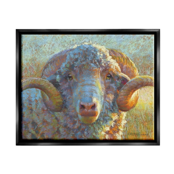 Country Sheep Modern Portrait Animals & Insects Painting Jet Black Framed Art Print Wall Art