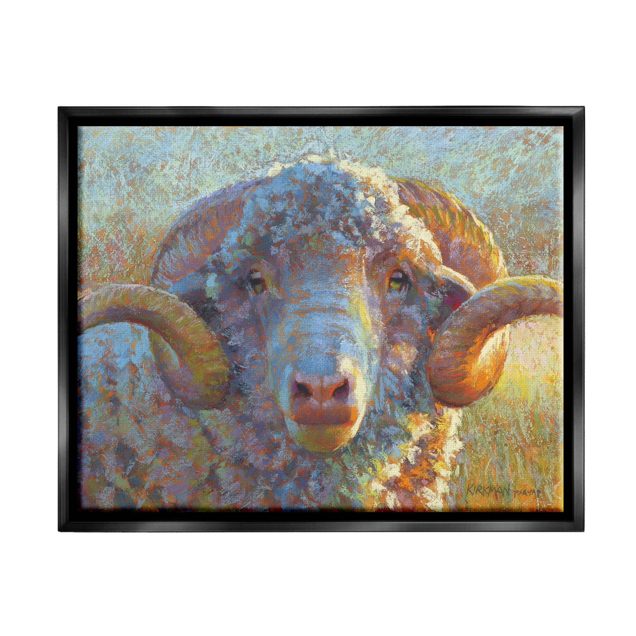Country Sheep Modern Portrait Animals & Insects Painting Jet Black Framed Art Print Wall Art