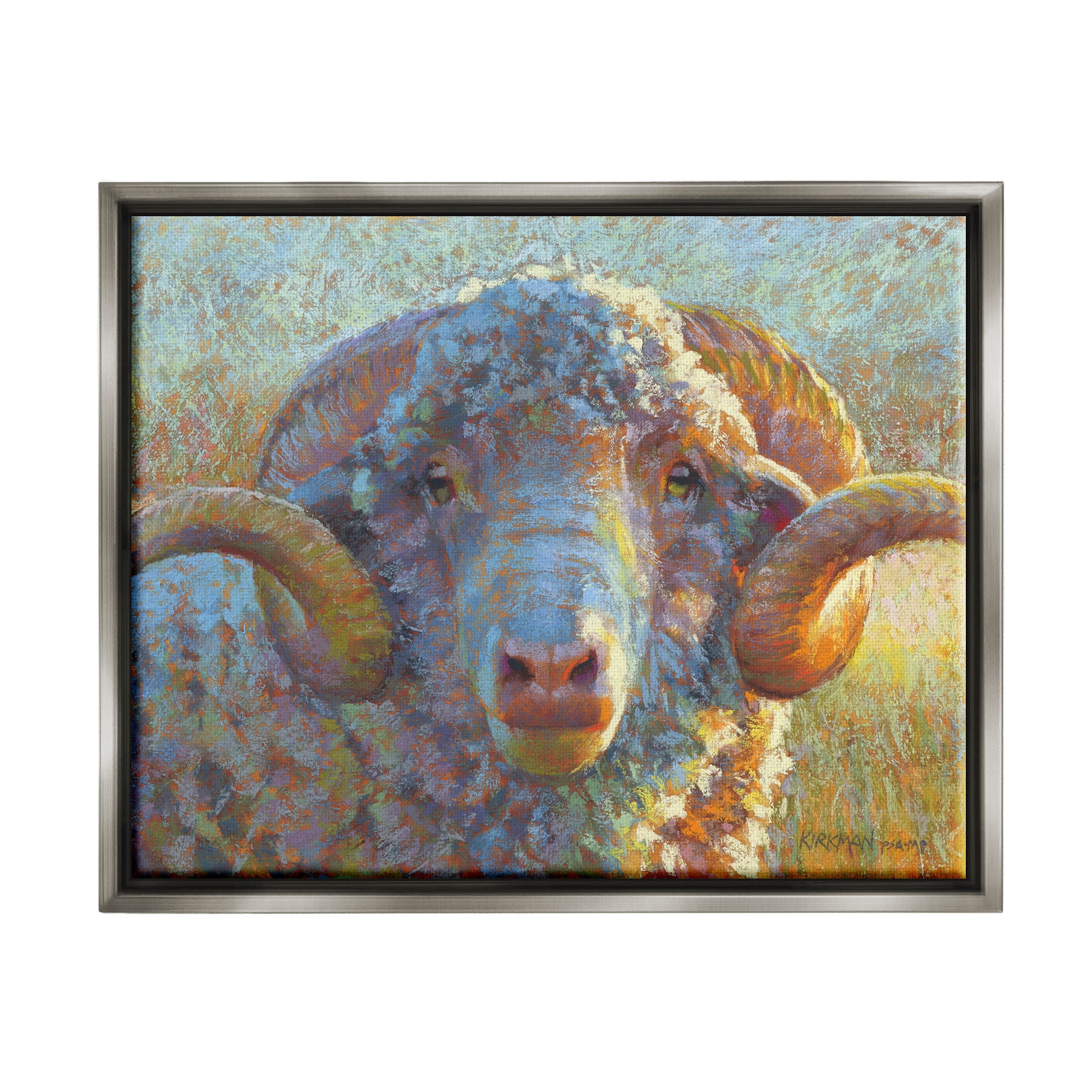 Country Sheep Modern Portrait Animals & Insects Painting Luster Gray Framed Art Print Wall Art