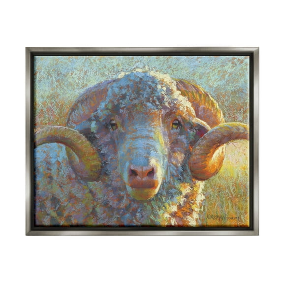 Country Sheep Modern Portrait Animals & Insects Painting Luster Gray Framed Art Print Wall Art