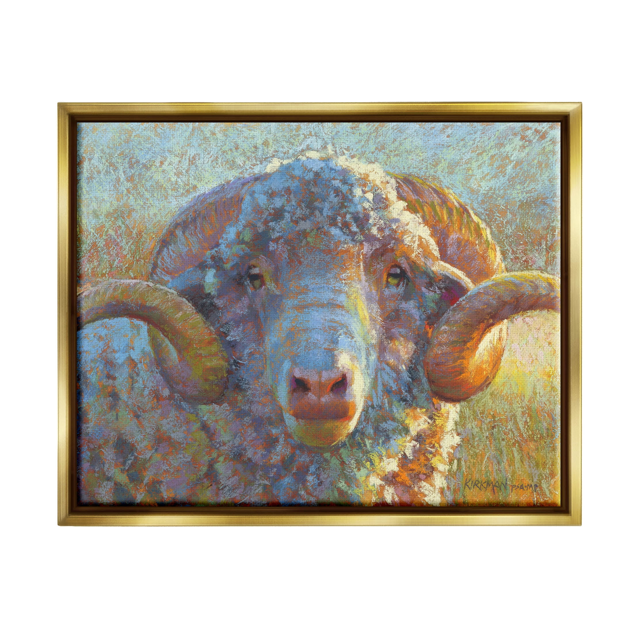 Rustic Gold Framed Sheep Portrait Canvas Wall Art