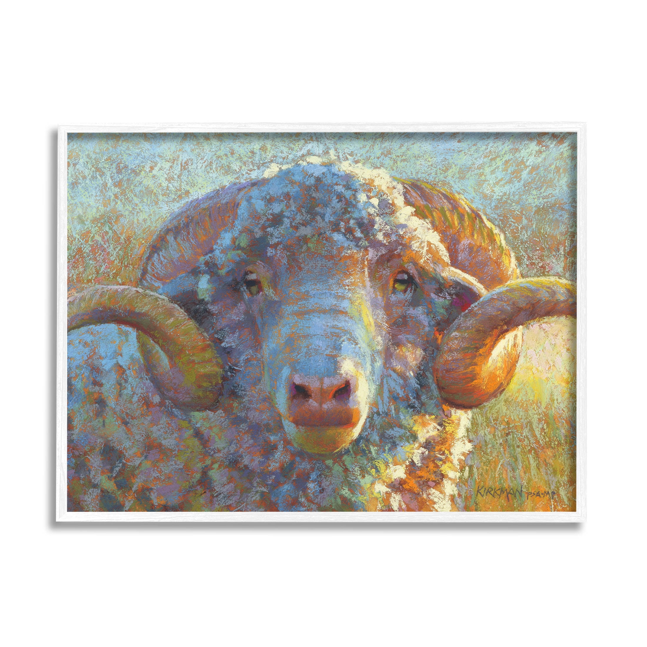 Country Sheep Modern Portrait Animals & Insects Painting White Framed Art Print Wall Art
