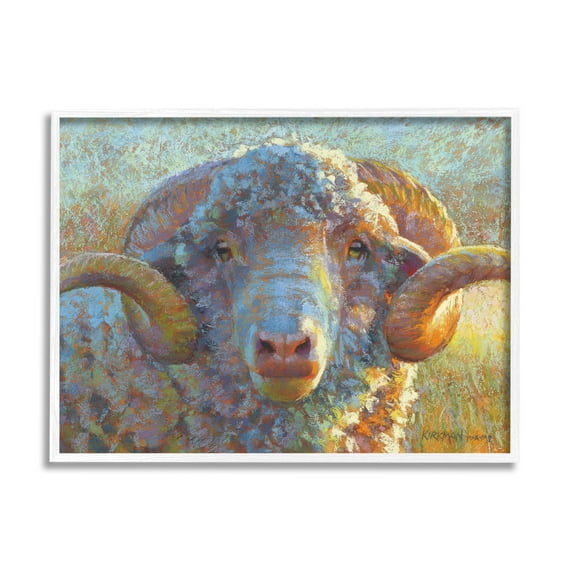 Country Sheep Modern Portrait Animals & Insects Painting White Framed Art Print Wall Art