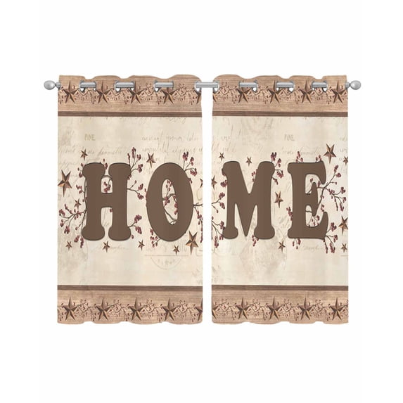 Country Sheer Curtains 45 Inch Length 2 Panels Set for Living Room/Bedroom, Texas Star Plants Branches Berry Farmhouse Retro Kitchen Curtains Grommet Semi-Sheer Curtains Window Treatments 42"x45"x2