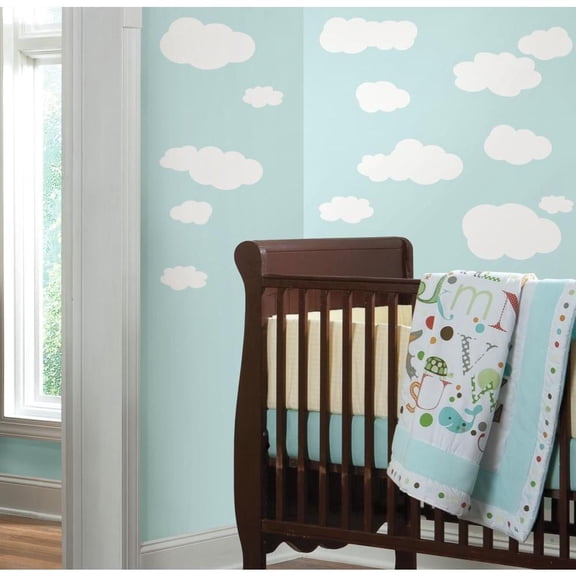 White Clouds Peel & Stick Nursery Kids Bedroom Wall Decals Stickers RMK1562SCS