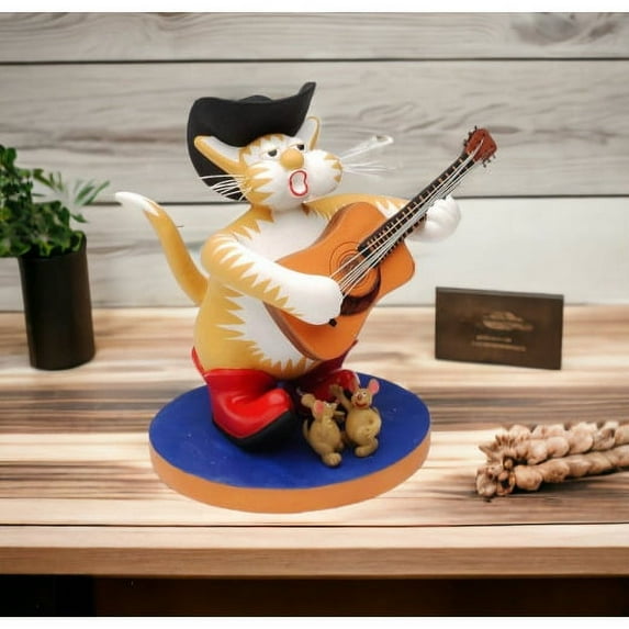 Country Singer Cat Figurine 5x3.5x5 Gift for Cat Lovers Home