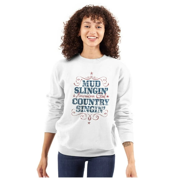 Country Singing Girly Americana Women Crewneck Sweatshirt Brisco Brands S