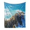 thumbnail image 1 of Country Soft Flannel Fleece Blanket, Aerial View of Australian Cliffs by the Sea with Waves High Destination of Nature, Cozy Plush for Indoor and Outdoor Use, 50" x 70", Navy Brown, by Ambesonne, 1 of 5