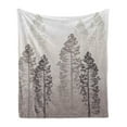 thumbnail image 1 of Country Soft Flannel Fleece Blanket, Pine Trees in the Forest on Foggy Seem Ombre Backdrop Wildlife Adventure Art, Cozy Plush for Indoor and Outdoor Use, 50" x 60", Pale Mauve Taupe, by Ambesonne, 1 of 5