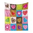 thumbnail image 1 of Country Soft Flannel Fleece Throw Blanket, Patchwork Themed Heart Shaped with Varying Backgrounds Love Artwork, Cozy Plush for Indoor and Outdoor Use, 60" x 80", Multicolor, by Ambesonne, 1 of 6