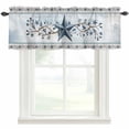 thumbnail image 1 of Country Star Blue Farmhouse Short Window Curtain Valances, Farmhouse Vintage Branches Wooden Rod Pocket Kitchen Valances for Living Room Bedroom Bathroom Cafe 42" x 18", 1 of 8