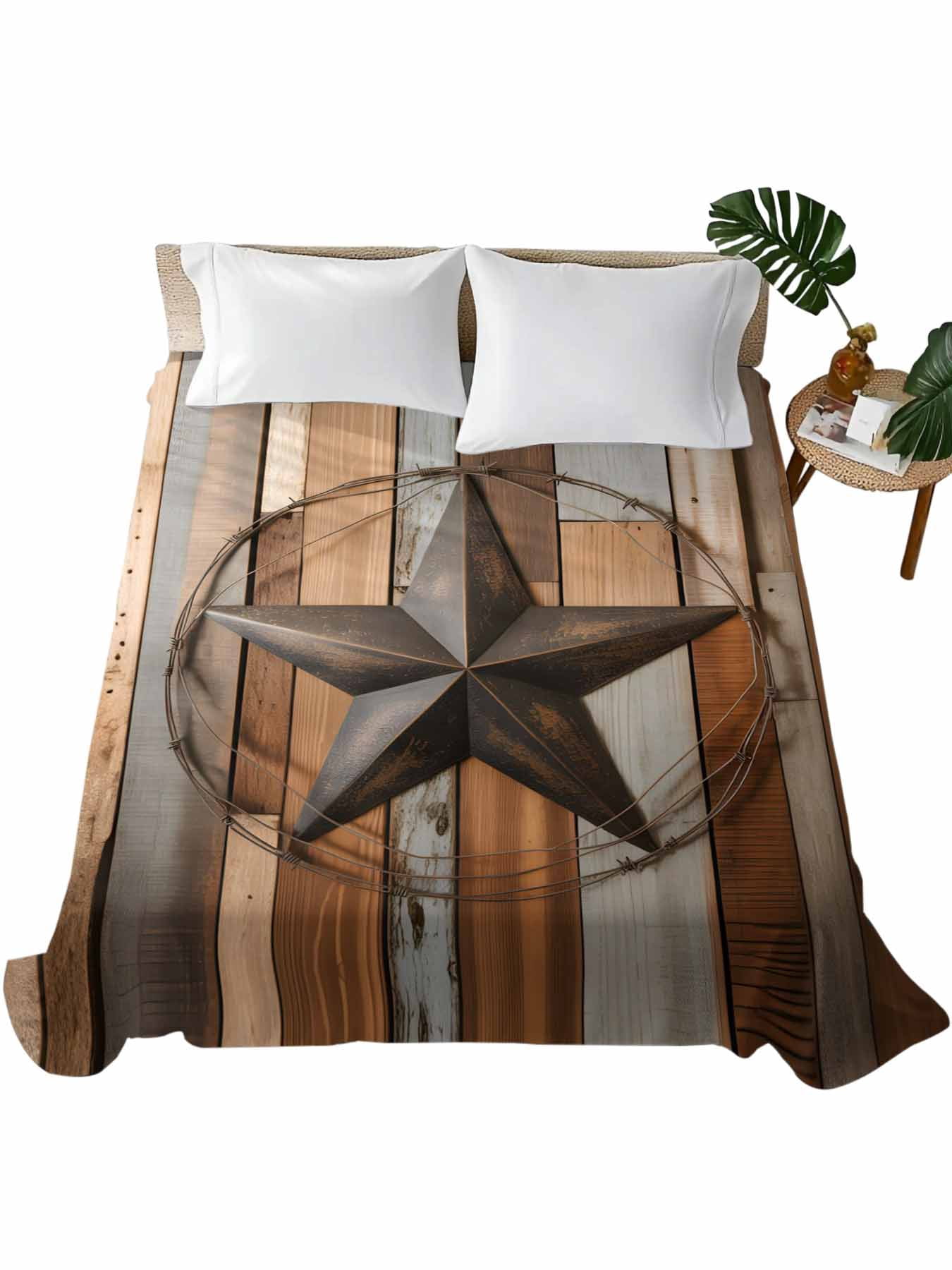 Country Star Brown Flat Sheets Only Queen Size, Soft Breathable Bed Top ...