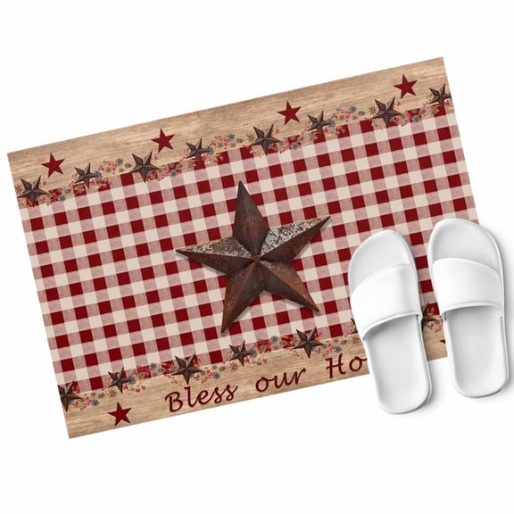 Country Star Door Mat Farmhouse Texas Star Non Slip Absorbent Entrance Mat Washable Low Profile Indoor Doormat for Front Door Entryway Entry 16"x24"