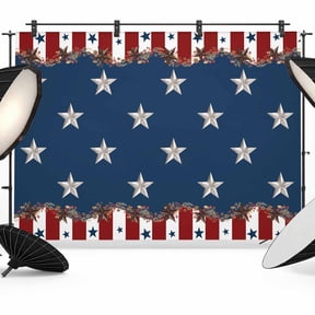 Country Star Farm Backdrop for Photoshoot,Photography Photo Studio Background Wall Backdrop,Red Blue Patriots Stripe American Flag Back Drop Banner Panel for Portraits Wedding Live Streaming 8x6Ft