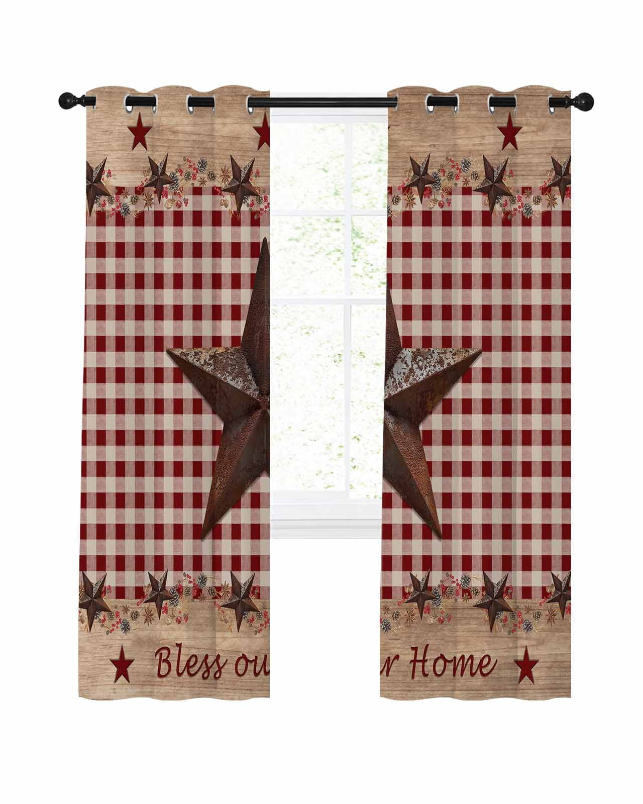 Country Star Farm Blackout Curtains, Light Blocking Print Window