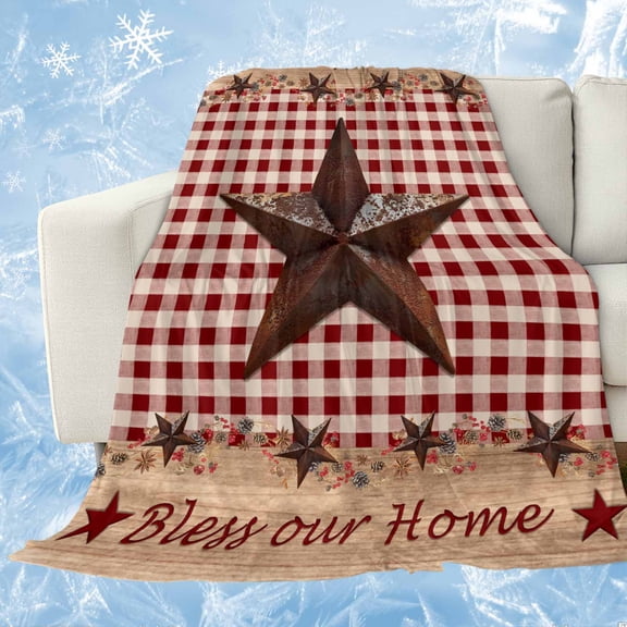 Country Star Farm Cooling Blanket,Lightweight Breathable Summer Throw Blanket with Double Sided Cold Effect,Farmhouse Plaid Texas Vintage Fruit Picnic Blankets Bed Sheet for Hot Sleepers 30"x40"