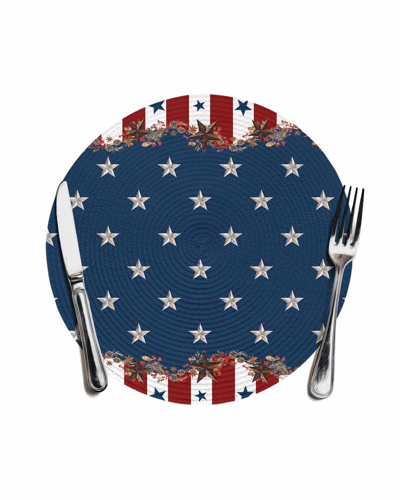 Country Star Farm Round Placemats for Dinning Tables,Heat-proof Braided ...