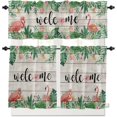 thumbnail image 1 of Country Star Live Laugh Love 3 Piece Kitchen Curtains Tiers and Valances Set, Rustic Berries Pine Cones Red Plaid Rod Pocket Short Window Treatment Tiers Curtains Panel and Valance for Cafe Bathroom, 1 of 6