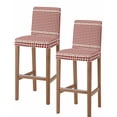 thumbnail image 1 of Country Star Plaid Bar Stool Covers Set of 2, Retro Red American Farm Barn Berry Stretch Washable Bar Chair Covers with Backs, Removable Pub Counter Height Chair Cover for Kitchen Dining Room Cafe, 1 of 7