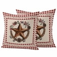 thumbnail image 1 of Country Star Plaid Outdoor Waterproof Pillow Covers, Retro Western Farmhouse Barn Berry Decorative Square Throw Pillowcase Sofa Cushion Sham for Patio/Couch/Chair, 20"x20" 2 Pack, 1 of 8