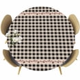 thumbnail image 1 of Country Star Plaid Round Tablecloth, Fitted Table Cover with Elastic for 36"-44" Round Tables, Black Retro American Farm Barn Berry Table Cloth Outdoor Indoor Dinning Party Waterproof Tablecloths, 1 of 7