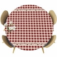 thumbnail image 1 of Country Star Plaid Round Tablecloth, Fitted Table Cover with Elastic for 36"-44" Round Tables, Retro Red American Farm Barn Berry Table Cloth Outdoor Indoor Dinning Party Waterproof Tablecloths, 1 of 7