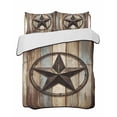 Country Star Quilts Bedding Set Queen Size Farmhouse Star Brown Beige ...