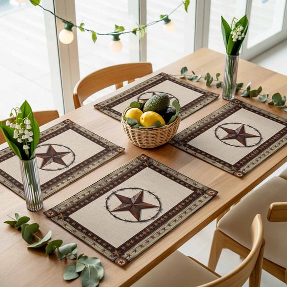 Country Star Texas Farm Wood Plank Placemats Set of 4,Wipeable Washable ...