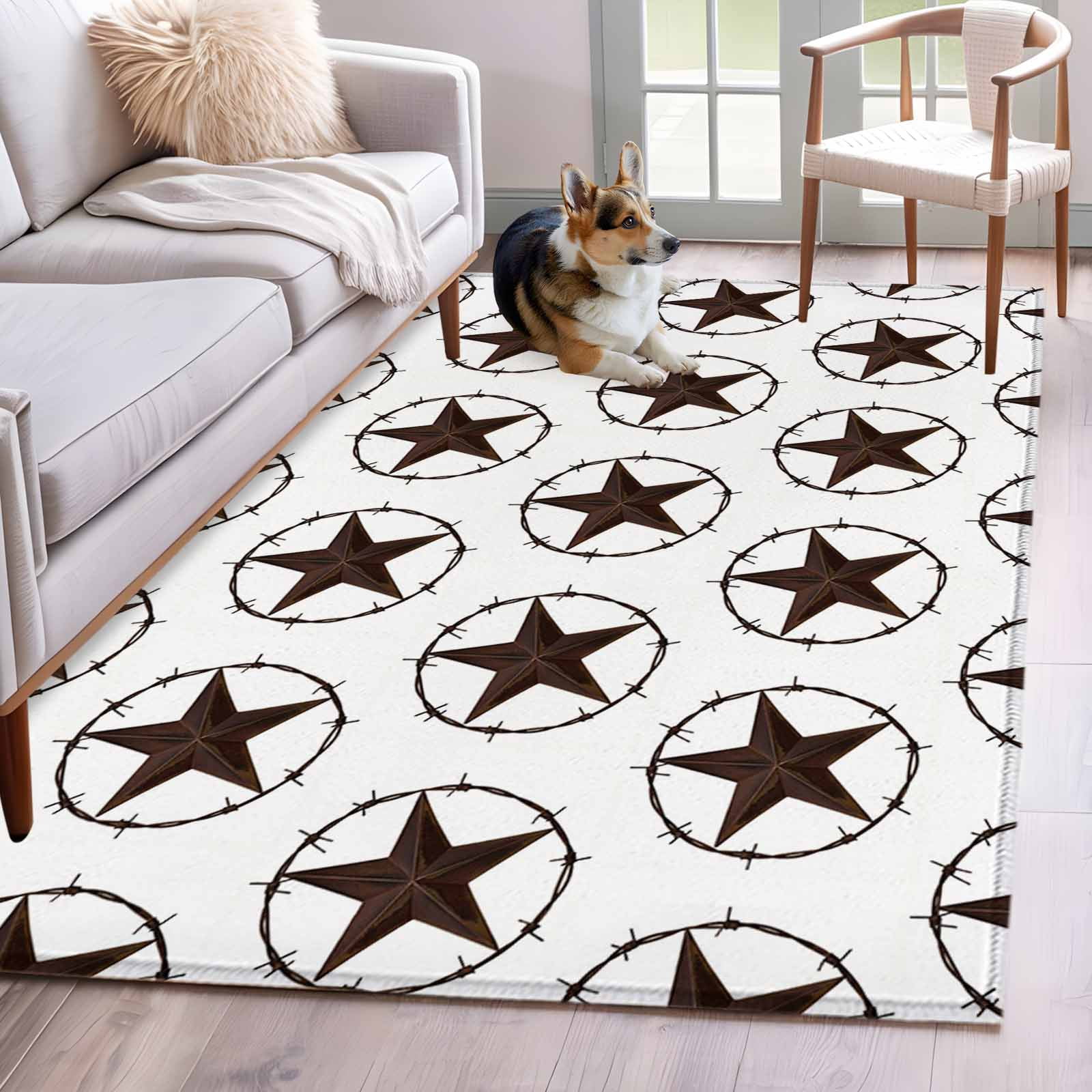 Country Star Texture Area Rugs 4x6 ft Western Metal Traditional Texas ...