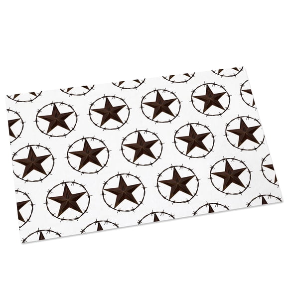 Country Star Texture Door Mat 16x24 Inch Western Metal Traditional Texas Style Entryway Rug with Non-Slip Rubber, Front Door Mat Indoor Floor Mats for Living Room Bathroom Bedroom Home Office